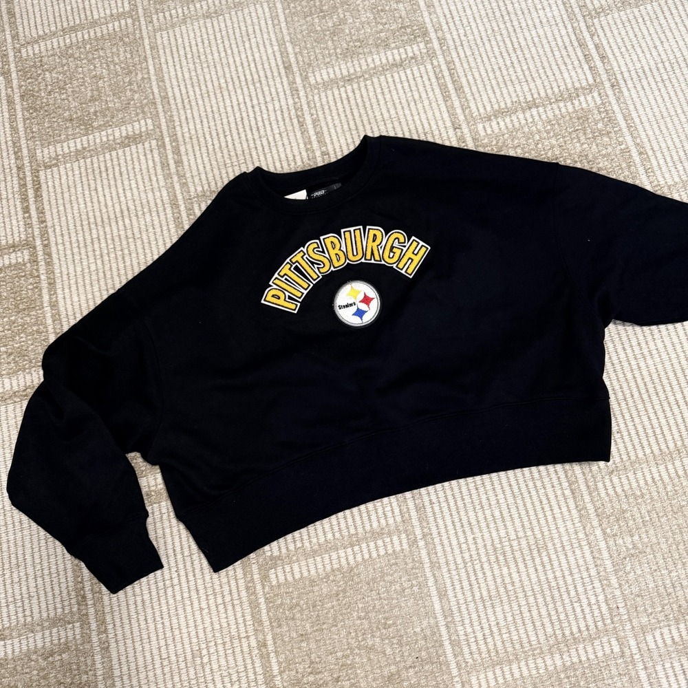 Pittsburgh Steelers Sweatshirt Womens Small Black NFL Football Pro Standard Crop